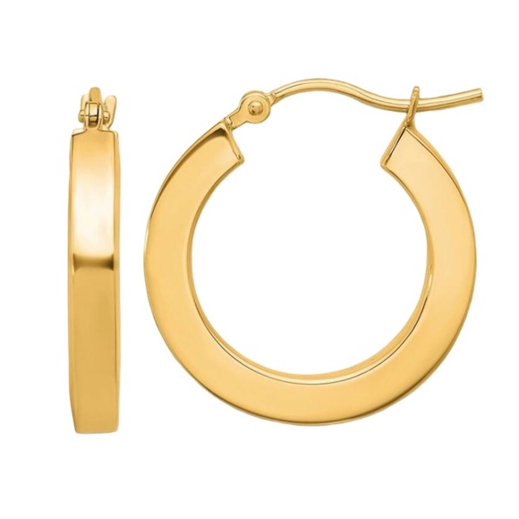 Elegant 14K Yellow Gold Polished Square Hoop Earrings